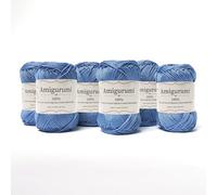 Amigurumi by Tricot Café - Pelotes de fil pur coton pour poupées et marionnettes au crochet, sacs au crochet et vêtements légers - Aiguilles/Crochet 3,00/4,00 - Denim 285-6 pièces