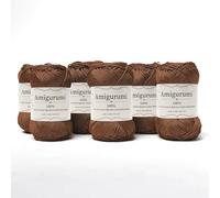 Amigurumi by Tricot Café - Pelotes de fil pur coton pour poupées et marionnettes au crochet, sacs au crochet et vêtements légers - Aiguilles/Crochet 3,00/4,00 - Marron 155-6 pièces