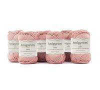 Amigurumi by Tricot Café - Pelotes de fil pur coton pour poupées et marionnettes au crochet, sacs au crochet et vêtements légers - Aiguilles/Crochet 3,00/4,00 - Rose antique 05-6 pièces