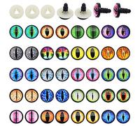 Amigurumi Lot de 20 paires d'yeux de poupée Dragon pour réparation d'animaux en peluche avec rondelle Fente pour pupille, chat, yeux de serpent 16 mm