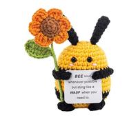 Amigurumi Mignon Abeille Crochet - en Peluche Faite à la Main, Joyeux Insecte rayé, Compagnon de Bureau édifiant | Cadeau de Motivation Enseignant Appréciation Maman Coll