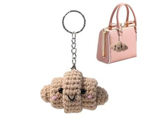 Amigurumi Porte-clés - Porte-clés amusant de nourriture au crochet Accessoire artisanal fait à la main, décoration portable pour la maison, mignon pendentif de sac à dos pour sac à dos d'école |