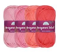 Amigurumi Select Lot de 4 écheveaux de fil 100% acrylique pour loisirs créatifs - Poids des doigts en acrylique - Nuances de rose