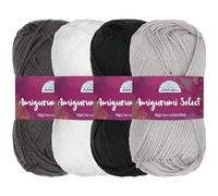 Amigurumi Select Lot de 4 écheveaux de fil 100% acrylique pour loisirs créatifs - Poids des doigts en acrylique - Nuances de gris