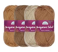Amigurumi Select Lot de 4 écheveaux de fil 100% acrylique pour loisirs créatifs - Poids des doigts en acrylique - Nuances de marron