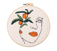 Amiiba Kit d'aiguilles à broder avec motif de profil de fille, gamme complète à faire soi-même, ensemble d'aiguilles de poinçonnage faciles pour débutants adultes (profil de fille)