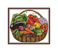 Amiiba Kit de broderie au point de croix estampé, panier de fleurs et légumes DIY 11CT 50,8 x 43,9 cm (panier)