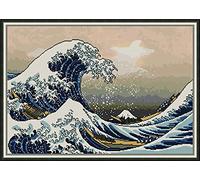Amiiba Kit de broderie au point de croix estampé The Great Wave Off Kanagawa DIY 11CT 75,9 x 54,9 cm (vague)