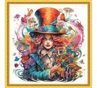 Amiiba Kit de broderie au point de croix pré-imprimé pour adultes, Alice 11 ct - Kit de broderie estampillé à faire soi-même pour débutants (Alice)