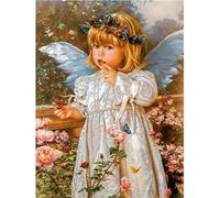 Amiiba Kit de broderie au point de croix pré-imprimé pour adultes, bébé d'ange Kit de broderie estampillé Décoration murale pour enfants débutants (bébé ange)