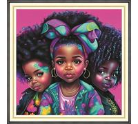 Amiiba Kit de broderie au point de croix pré-imprimé pour adultes et filles - 11 ct - Décoration murale pour débutants (filles)