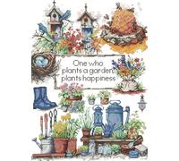 Amiiba Kit de broderie au point de croix pré-imprimé pour adultes, Garden Story 14 ct - Kit de broderie estampillé à faire soi-même - Décoration murale pour débutants et enfants