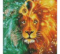 Amiiba Kit de broderie au point de croix pré-imprimé, signe du zodiaque Lion Lion DIY 11CT estampillé 40 x 50 cm avec motif (lion)