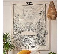 Amiiba Le Soleil Tarot Tapisserie Tenture Murale Europe Médiévale Divination Décoration d'intérieur pour Chambre Salon (Sun, L - 200 x 150 cm)