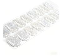 Amiiba Lot de 16 autocollants en gel à paillettes argentées pour femmes et filles - Pas besoin de lampe UV/LED (dure 14 à 28 jours) - Argenté