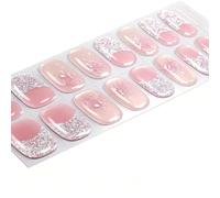 Amiiba Lot de 16 autocollants en gel imperméables de qualité professionnelle pour femmes et filles - Pas besoin de lampe UV/LED (dure 14 à 28 jours) (rose floral)
