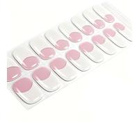 Amiiba Lot de 16 autocollants en gel imperméables de qualité professionnelle pour femmes et filles, pas besoin de lampe UV/LED (dure 14 à 28 jours) (rose et blanc)