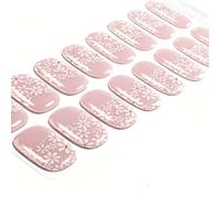 Amiiba XXXXX Lot de 16 autocollants en gel imperméables de qualité professionnelle pour femmes et filles, pas besoin de lampe UV/LED (dure 14 à 28 jours) (rose floral)