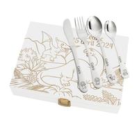 Amikado - Coffret couverts pour enfants - Coffret blanc - Gravure au choix (Dinosaure)