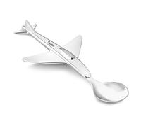 Amikado Cuillère Avion Bébé Personnalisée - Gravure Prénom au Laser - 17 cm - Cuillère Originale en Forme d’Avion pour Repas Enfant - Idée Cadeau Naissance, Baptême, Anniversaire