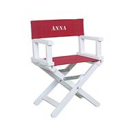 Amikado Fauteuil de metteur en scène bébé & Enfant - châssis Blanc (Rouge) - Dimensions : H 55 x L 36 x P 28 cm