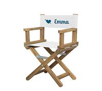 Amikado Fauteuil de metteur en scène bébé & Enfant imprimé avec Motif Coeur (Marine)