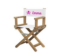 Amikado - Fauteuil de metteur en scène bébé & Enfant imprimé avec Motif Jolly Roger (Fuschia) - Dimensions : H 55 x L 36 x P 28 cm