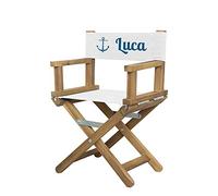 Amikado Fauteuil de metteur en scène bébé & Enfant imprimé avec Motif Jolly Roger (Marine) - Dimensions : H 55 x L 36 x P 28 cm