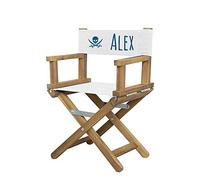Amikado - Fauteuil de metteur en scène bébé & Enfant imprimé avec Motif Jolly Roger (Marine) - Dimensions : H 55 x L 36 x P 28 cm
