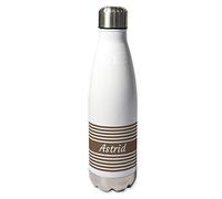 Amikado Gourde Marinière personnalisée (Taupe) - Thermos Personnalisé - Bouteille Isotherme 500ml avec Bouchon - Cadeau Personnalisé - Thermos café