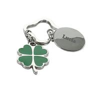 Amikado - Porte-Clés Trèfle à Quatre Feuilles Gravé - Porte-Bonheur Personnalisé avec Prénom - Cadeau Chance - Gravure Laser - Métal Chromé - Pochette Organza