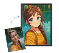 Amikado Portrait Manga Personnalisé d’après une Photo - Style Japonais, Format Rectangulaire format A4 ou A3 - Cadeau Original & Unique - Impression Atelier France