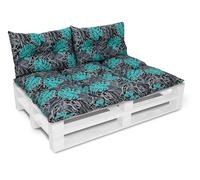 Amilian Ensemble de Coussins de Palette 1x 120x80 + 2X 40x60 Coussin de siège pour palettes Euro Meubles Balcon, Fauteuil d'extérieur ou Petit canapé pour Chambre de Jeune