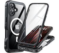 AMILIFECASES Coque pour iPhone 17, compatible avec MagSafe, coque de protection intégrale avec protecteur d'écran en verre intégré, coque militaire de 3,7 m, résistante aux chutes et aux chocs pour