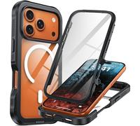 AMILIFECASES Coque pour iPhone 17 Pro, compatible avec MagSafe, coque de protection intégrale avec protecteur d'écran en verre intégré, coque militaire de 3,7 m, résistante aux chutes et aux chocs