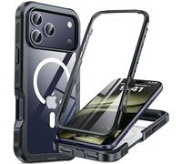 AMILIFECASES Coque pour iPhone 17 Pro Max, compatible avec MagSafe, coque de protection intégrale avec protecteur d'écran en verre intégré, coque militaire antichoc de 3,7 m pour iPhone 17 Pro Max 6,9