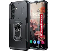 AMILIFECASES Coque pour Samsung Galaxy S24,Coque S24 avec Cache Caméra & 2*Protections d'écran,Antichoc Antichute,Compatible avec Samsung S24 5G (6.1'')-Noir