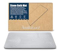 Amilutuo Tapis de Bain en Pierre de diatomite, Tapis de Bain antidérapant en Pierre, Tapis de Bain en Pierre à séchage Rapide (Gris Clair B, 60 x 39 cm)