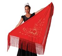 AMINA JAADE Spanish Flamenco Shawl Châle Pashmina, Rouge brodé Rouge-doré, L Femme