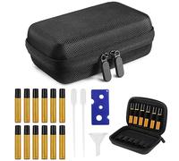 Amindz Boite Rangement Huiles Essentielles Verre a 12 Flacon Roll on en Verre/1 Ouvre-Bouteille/2 Compte-gouttes/1Entonnoir, pour Huiles, Aromathérapie, Parfum, Massage
