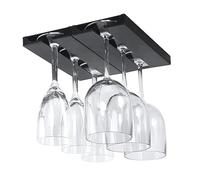 Amindz Verre à vin suspendu,2 Pièces Support à Verre à Vin Suspendu, Porte Verres Suspendu,Support en verre suspendu sans vis, pour Cuisine, Maison, Bar, Étagères, Restaurant (Noir)