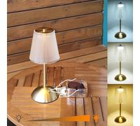 Amingulry Lampe de table sans fil, 4000mAh lampe à piles rechargeable, 3 modes de couleur et lampe tactile LED à intensité variable, portable rétro en métal à côté des lampes(Or)