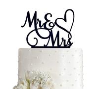 AMINJIE Mr et Mme Cake Topper Bride and Groom Sign Wedding/Engagement Cake Toppers D coration Acrylique Noir