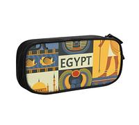 AMINNU Ancient Egypt Tribe Series Trousse multifonction avec fermeture éclair pour école et bureau, unisexe, Noir , Taille unique, Trousse de maquillage