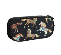 AMINNU Brown Horse Trousse à crayons multifonction avec fermeture éclair Convient pour l'école et le bureau Unisexe, Noir , Taille unique, Trousse de maquillage