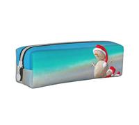 Aminnu Christmas Hat by The Sea Trousse à crayons durable avec fermeture éclair Convient pour l'école et le bureau Unisexe, blanc, Taille unique, Trousse de maquillage