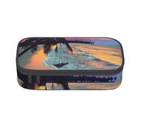 AMINNU Coconut Beach Sunset Hamac Grande capacité Trousse Multifonctionnelle pour Adolescents avec fermeture éclair Convient pour l'école et le bureau, Noir , Taille unique, Trousse de maquillage