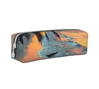 Aminnu Coconut Beach Sunset Hamac Trousse à crayons durable avec fermeture éclair Convient pour l'école et le bureau Unisexe, blanc, Taille unique, Trousse de maquillage
