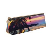 AMINNU Coconut Beach Sunset Hamac Trousse multifonction avec fermeture éclair Convient pour l'école et le bureau Unisexe, blanc, Taille unique, Trousse de maquillage