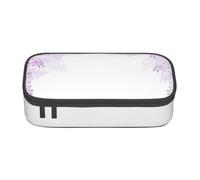 AMINNU Encadrement Fleurs Lilas en Fleur Grande Capacité Trousse Multifonctionnelle Trousse à Crayons pour Adolescents avec Fermeture Éclair, Convient pour l'école et le bureau, Noir , Taille unique,